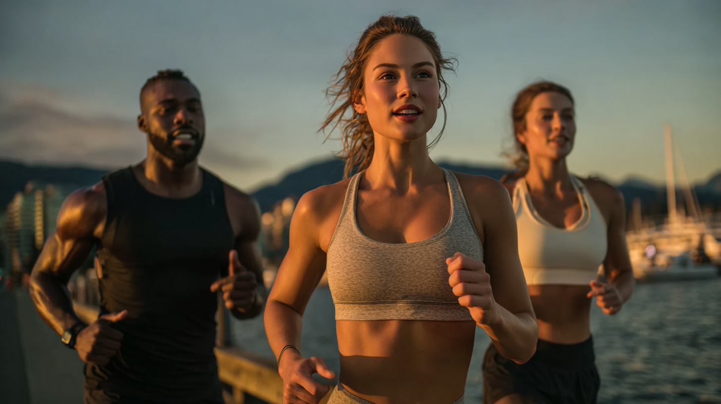 Agla outdoor experience - golden hour running with diverse group of athletes